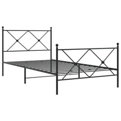 vidaXL Metal Bed Frame with Headboard and Footboard Bed Base Black 80x200 cm - black, 107x203 cm/with headboard & footboard
