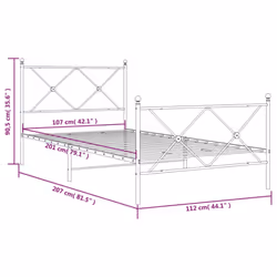 vidaXL Metal Bed Frame with Headboard and Footboard Bed Base Black 80x200 cm - black, 107x203 cm/with headboard & footboard - Additional view 7
