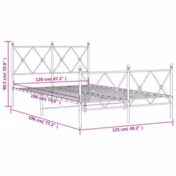 vidaXL Metal Bed Frame with Headboard and Footboard Bed Base Black 80x200 cm - black, 120x190 cm/with headboard & footboard - Additional view 3