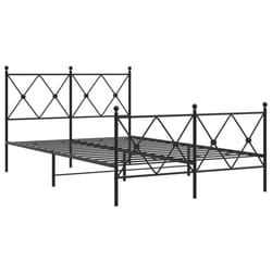 vidaXL Metal Bed Frame with Headboard and Footboard Bed Base Black 80x200 cm - black, 120x200 cm/with headboard & footboard