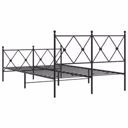 vidaXL Metal Bed Frame with Headboard and Footboard Bed Base Black 80x200 cm - black, 120x200 cm/with headboard & footboard - Additional view 5