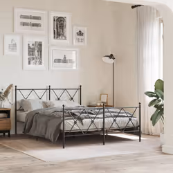 vidaXL Metal Bed Frame with Headboard and Footboard Bed Base Black 80x200 cm - black, 137x190 cm/with headboard & footboard - Additional view 2