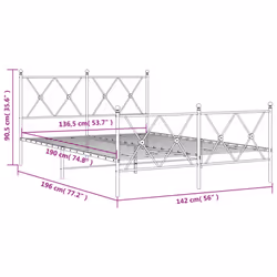 vidaXL Metal Bed Frame with Headboard and Footboard Bed Base Black 80x200 cm - black, 137x190 cm/with headboard & footboard - Additional view 3
