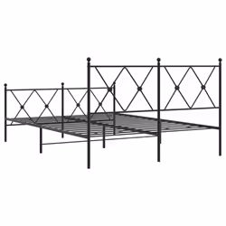 vidaXL Metal Bed Frame with Headboard and Footboard Bed Base Black 80x200 cm - black, 137x190 cm/with headboard & footboard - Additional view 5