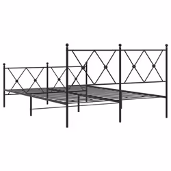 vidaXL Metal Bed Frame with Headboard and Footboard Bed Base Black 80x200 cm - black, 140x190 cm/with headboard & footboard - Additional view 5