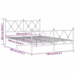 vidaXL Metal Bed Frame with Headboard and Footboard Bed Base Black 80x200 cm - black, 140x190 cm/with headboard & footboard - Additional view 7
