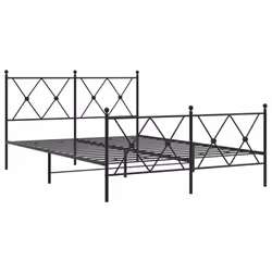 vidaXL Metal Bed Frame with Headboard and Footboard Bed Base Black 80x200 cm - black, 140x200 cm/with headboard & footboard