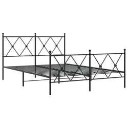 vidaXL Metal Bed Frame with Headboard and Footboard Bed Base Black 80x200 cm - black, 140x200 cm/with headboard & footboard