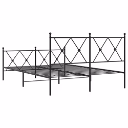 vidaXL Metal Bed Frame with Headboard and Footboard Bed Base Black 80x200 cm - black, 140x200 cm/with headboard & footboard - Additional view 5
