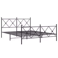 vidaXL Metal Bed Frame with Headboard and Footboard Bed Base Black 80x200 cm - black, 150x200 cm/with headboard & footboard