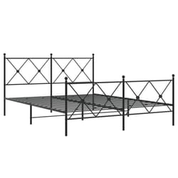 vidaXL Metal Bed Frame with Headboard and Footboard Bed Base Black 80x200 cm - black, 150x200 cm/with headboard & footboard