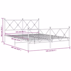 vidaXL Metal Bed Frame with Headboard and Footboard Bed Base Black 80x200 cm - black, 150x200 cm/with headboard & footboard