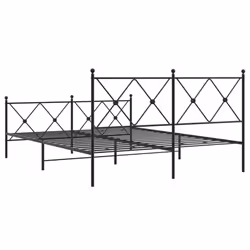 vidaXL Metal Bed Frame with Headboard and Footboard Bed Base Black 80x200 cm - black, 150x200 cm/with headboard & footboard - Additional view 5