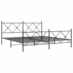 vidaXL Metal Bed Frame with Headboard and Footboard Bed Base Black 80x200 cm - black, 183x213 cm/with headboard & footboard
