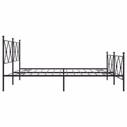 vidaXL Metal Bed Frame with Headboard and Footboard Bed Base Black 80x200 cm - black, 183x213 cm/with headboard & footboard - Additional view 4