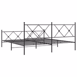 vidaXL Metal Bed Frame with Headboard and Footboard Bed Base Black 80x200 cm - black, 183x213 cm/with headboard & footboard - Additional view 5