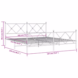 vidaXL Metal Bed Frame with Headboard and Footboard Bed Base Black 80x200 cm - black, 183x213 cm/with headboard & footboard - Additional view 7