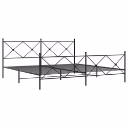 vidaXL Metal Bed Frame with Headboard and Footboard Bed Base Black 80x200 cm - black, 193x203 cm/with headboard & footboard