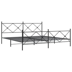 vidaXL Metal Bed Frame with Headboard and Footboard Bed Base Black 80x200 cm - black, 193x203 cm/with headboard & footboard