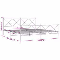 vidaXL Metal Bed Frame with Headboard and Footboard Bed Base Black 80x200 cm - black, 193x203 cm/with headboard & footboard