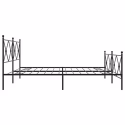 vidaXL Metal Bed Frame with Headboard and Footboard Bed Base Black 80x200 cm - black, 193x203 cm/with headboard & footboard - Additional view 4