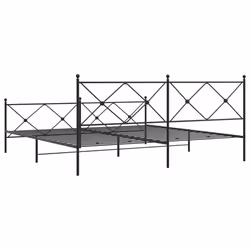 vidaXL Metal Bed Frame with Headboard and Footboard Bed Base Black 80x200 cm - black, 193x203 cm/with headboard & footboard - Additional view 5