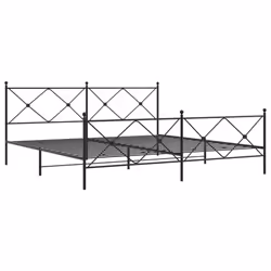 vidaXL Metal Bed Frame with Headboard and Footboard Bed Base Black 80x200 cm - black, 200x200 cm/with headboard & footboard