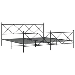 vidaXL Metal Bed Frame with Headboard and Footboard Bed Base Black 80x200 cm - black, 200x200 cm/with headboard & footboard