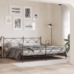 vidaXL Metal Bed Frame with Headboard and Footboard Bed Base Black 80x200 cm - black, 200x200 cm/with headboard & footboard