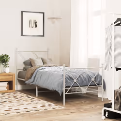 vidaXL Metal Bed Frame with Headboard and Footboard Bed Base Black 80x200 cm - white, 80x200 cm/with headboard & footboard - Additional view 2