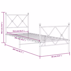 vidaXL Metal Bed Frame with Headboard and Footboard Bed Base Black 80x200 cm - white, 80x200 cm/with headboard & footboard - Additional view 3