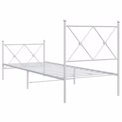 vidaXL Metal Bed Frame with Headboard and Footboard Bed Base Black 80x200 cm - white, 80x200 cm/with headboard & footboard - Additional view 5
