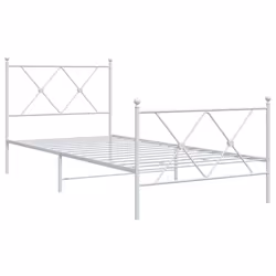 vidaXL Metal Bed Frame with Headboard and Footboard Bed Base Black 80x200 cm - white, 90x190 cm/with headboard & footboard