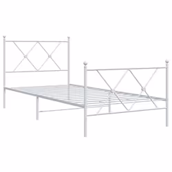 vidaXL Metal Bed Frame with Headboard and Footboard Bed Base Black 80x200 cm - white, 90x200 cm/with headboard & footboard