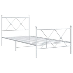 vidaXL Metal Bed Frame with Headboard and Footboard Bed Base Black 80x200 cm - white, 90x200 cm/with headboard & footboard