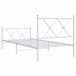 vidaXL Metal Bed Frame with Headboard and Footboard Bed Base Black 80x200 cm - white, 90x200 cm/with headboard & footboard - Additional view 5