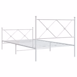 vidaXL Metal Bed Frame with Headboard and Footboard Bed Base Black 80x200 cm - white, 100x190 cm/with headboard & footboard - Additional view 5