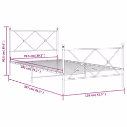 vidaXL Metal Bed Frame with Headboard and Footboard Bed Base Black 80x200 cm - white, 100x200 cm/with headboard & footboard