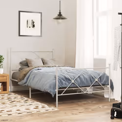 vidaXL Metal Bed Frame with Headboard and Footboard Bed Base Black 80x200 cm - white, 107x203cm/with headboard & footboard - Additional view 2