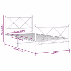 vidaXL Metal Bed Frame with Headboard and Footboard Bed Base Black 80x200 cm - white, 107x203cm/with headboard & footboard - Additional view 3