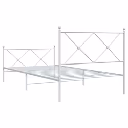 vidaXL Metal Bed Frame with Headboard and Footboard Bed Base Black 80x200 cm - white, 107x203cm/with headboard & footboard - Additional view 5