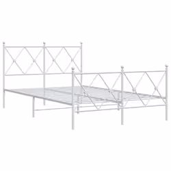vidaXL Metal Bed Frame with Headboard and Footboard Bed Base Black 80x200 cm - white, 120x190 cm/with headboard & footboard