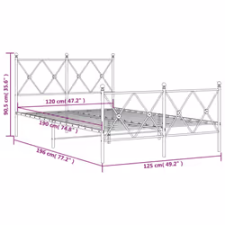 vidaXL Metal Bed Frame with Headboard and Footboard Bed Base Black 80x200 cm - white, 120x190 cm/with headboard & footboard - Additional view 7