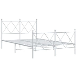 vidaXL Metal Bed Frame with Headboard and Footboard Bed Base Black 80x200 cm - white, 120x200 cm/with headboard & footboard