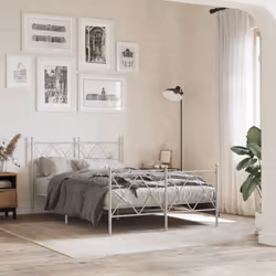 vidaXL Metal Bed Frame with Headboard and Footboard Bed Base Black 80x200 cm - white, 120x200 cm/with headboard & footboard