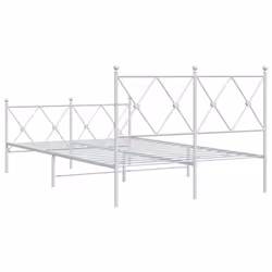vidaXL Metal Bed Frame with Headboard and Footboard Bed Base Black 80x200 cm - white, 120x200 cm/with headboard & footboard - Additional view 5