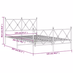 vidaXL Metal Bed Frame with Headboard and Footboard Bed Base Black 80x200 cm - white, 120x200 cm/with headboard & footboard - Additional view 7