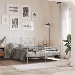 vidaXL Metal Bed Frame with Headboard and Footboard Bed Base Black 80x200 cm - white, 137x190 cm/with headboard & footboard - Additional view 2