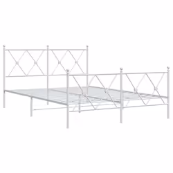 vidaXL Metal Bed Frame with Headboard and Footboard Bed Base Black 80x200 cm - white, 140x190 cm/with headboard & footboard