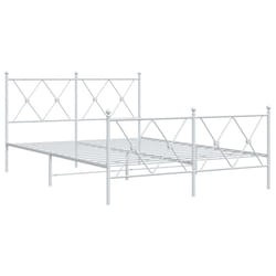 vidaXL Metal Bed Frame with Headboard and Footboard Bed Base Black 80x200 cm - white, 140x190 cm/with headboard & footboard